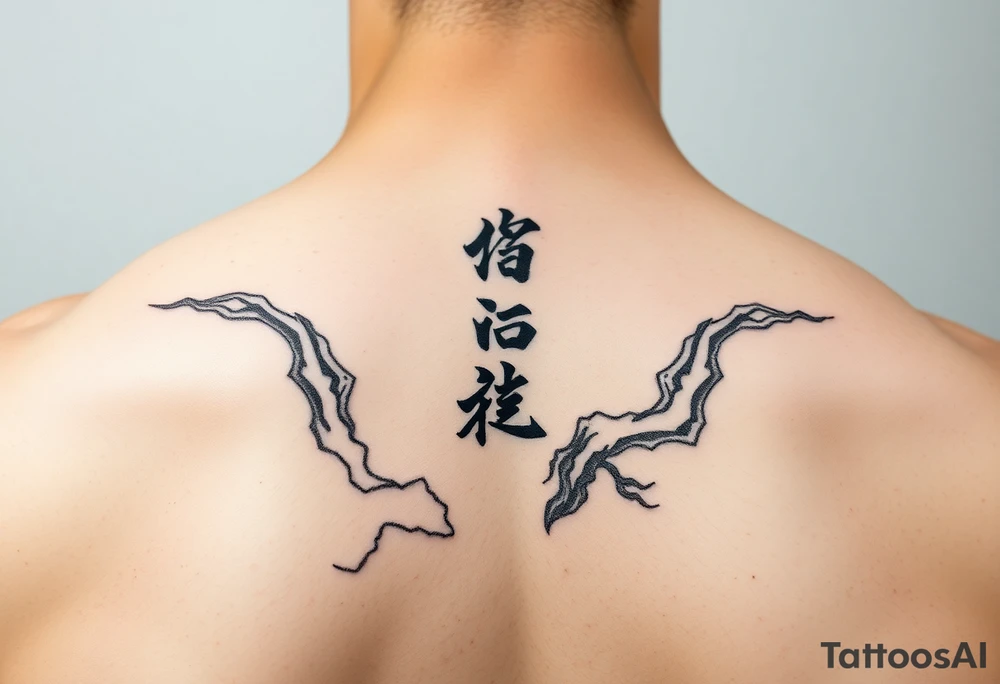 Clean, modern wu wei, vertical tattoo idea