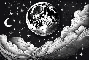 Night sky with moon tattoo idea