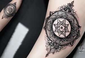 Hebrew phrase הרפו ודעו. Arm length for a female. Divine geometry tattoo idea