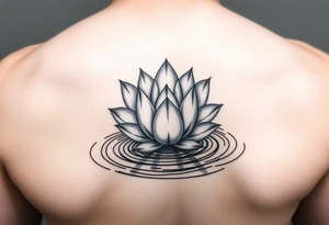 serene lotus flower emerging from sacred waters with ripples tattoo idea