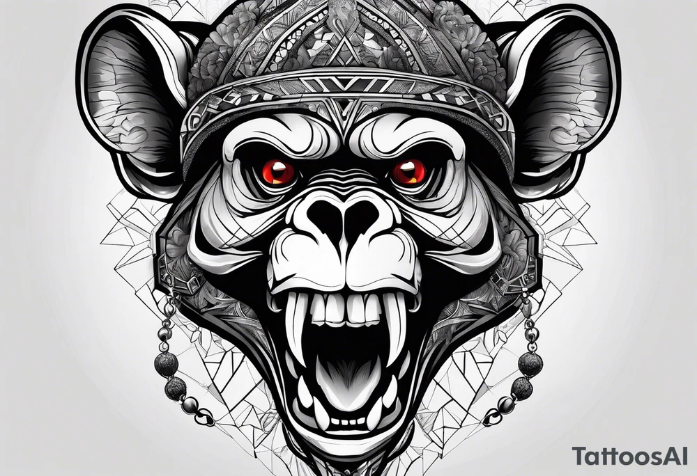 Screaming monkey skull tattoo idea