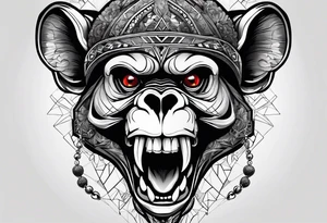 Screaming monkey skull tattoo idea