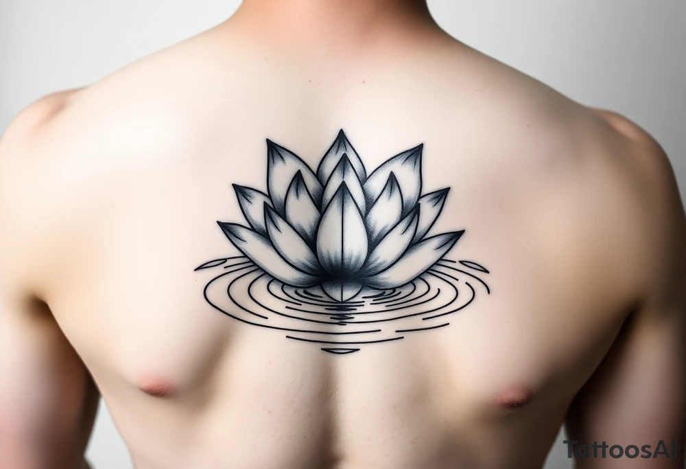 serene lotus flower emerging from sacred waters with ripples tattoo idea
