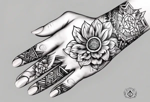 Image of hand and paw tattoo with Mikasa name tattoo idea