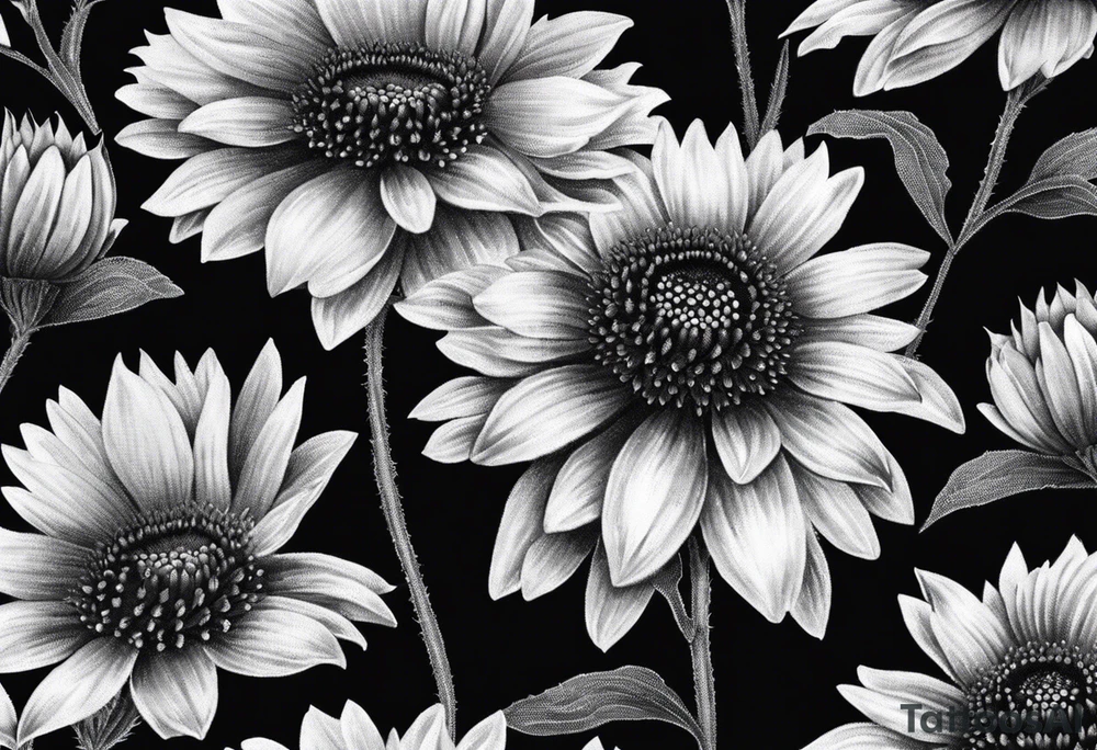 Powerful realistic Indian blanket flower tattoo idea