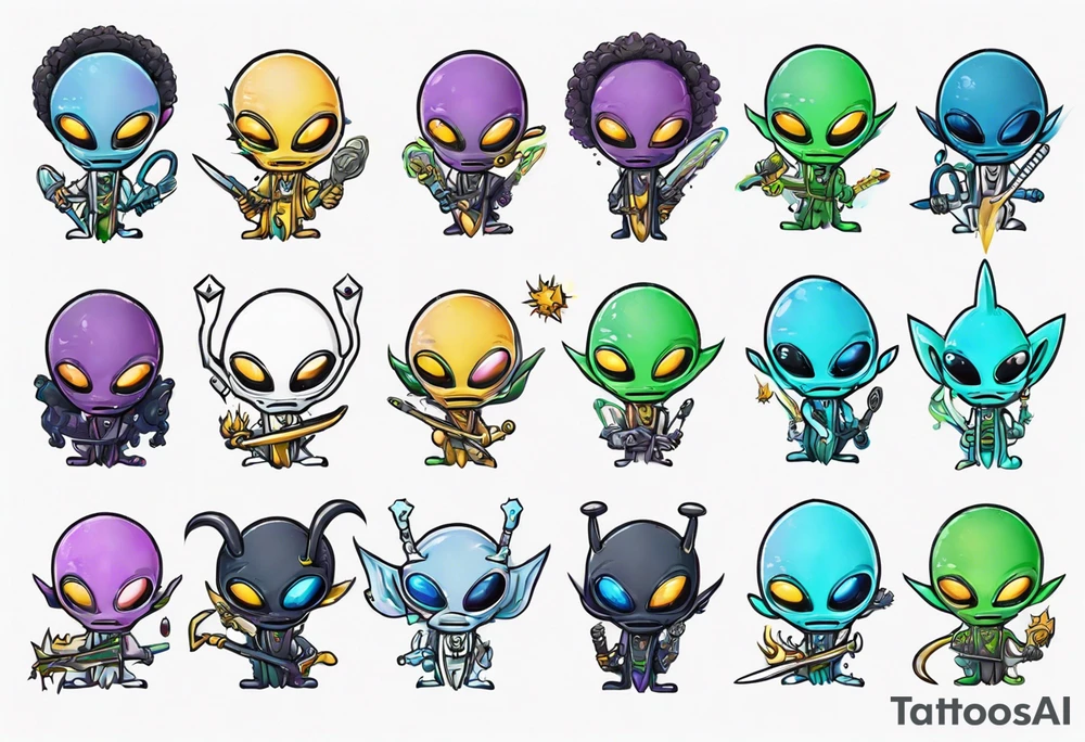 Alien with a sword tattoo idea