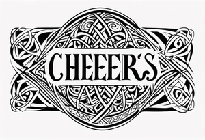 Cheers Mate text, armband +Celtic +Cancer Ribbon +tribal +artistic tattoo idea