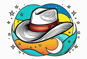 Cowboy hat and a moon tattoo idea