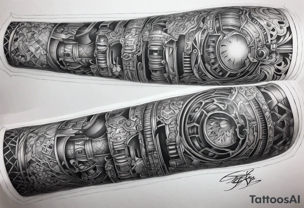 Brutal sleeve tattoo adeptus mechanicus tattoo idea