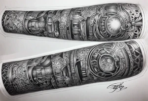 Brutal sleeve tattoo adeptus mechanicus tattoo idea