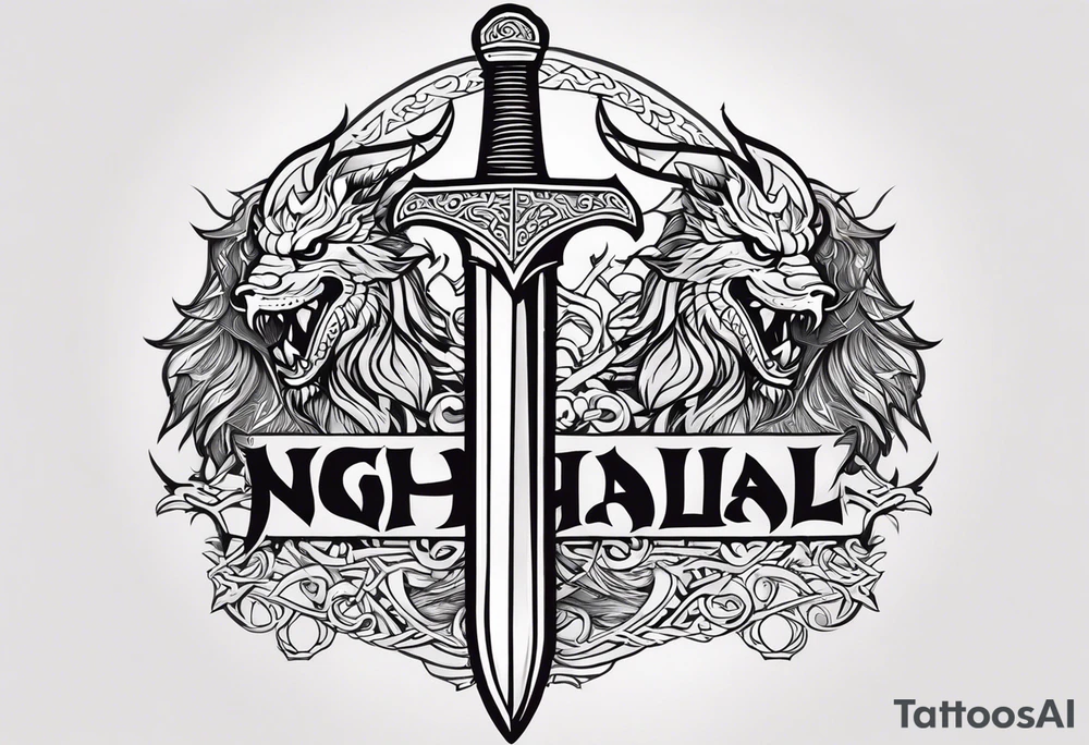 Viking sword Valhalla dragon tattoo idea