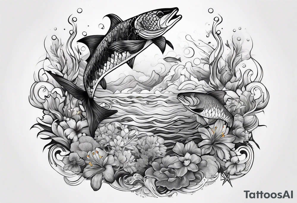 Underwater, beautiful scene tattoo idea