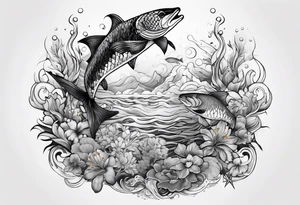 Underwater, beautiful scene tattoo idea