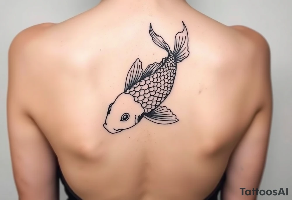 traditional koi fish swimming upstream through turbulent waves tattoo idea