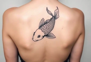 traditional koi fish swimming upstream through turbulent waves tattoo idea
