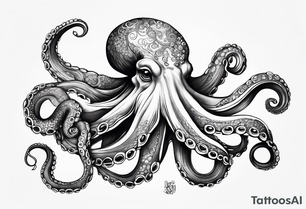 Octopus peaceful waves tattoo idea