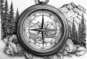 Homesick album by A Day to Remember, but with a mountain and a compass tattoo idea