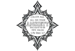 cast all your anxiety on him because he cares for you"  1 peter 5:7 tattoo idea