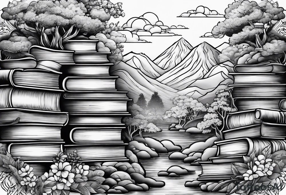 Piles of books tattoo idea
