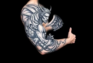 Devil, angel, hell, heaven tattoo idea