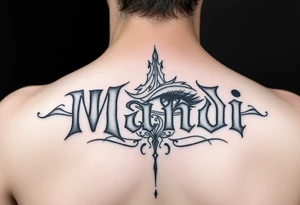 Name Mandi with nubis and eye of raw tattoo idea