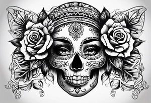 mexican style woman skull tattoo for chest tattoo idea