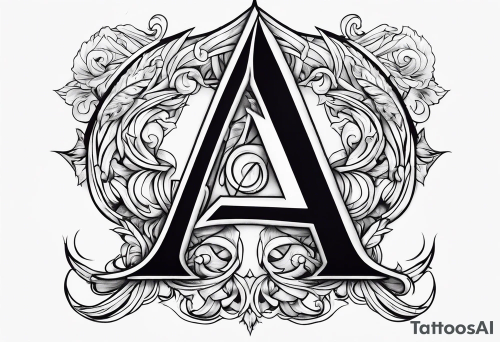 Letter A with fire tattoo idea