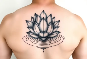 serene lotus flower emerging from sacred waters with ripples tattoo idea