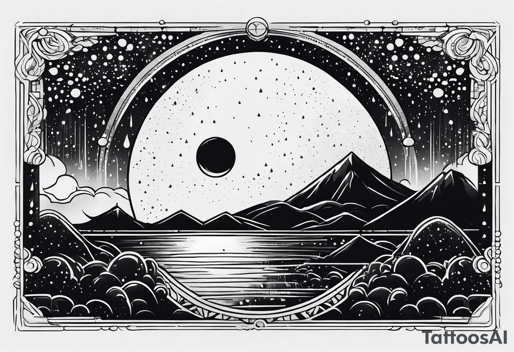 Moon and rain tattoo idea