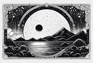 Moon and rain tattoo idea
