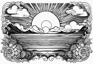 Sunrays and clouds tattoo idea