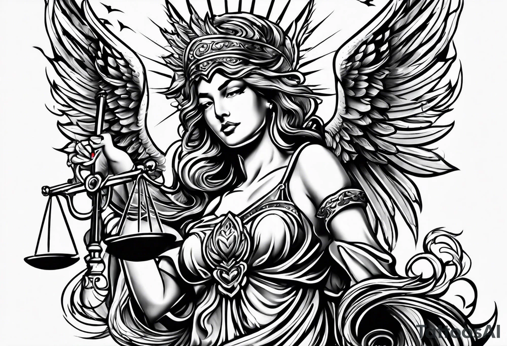 lady justice pheonix tattoo idea