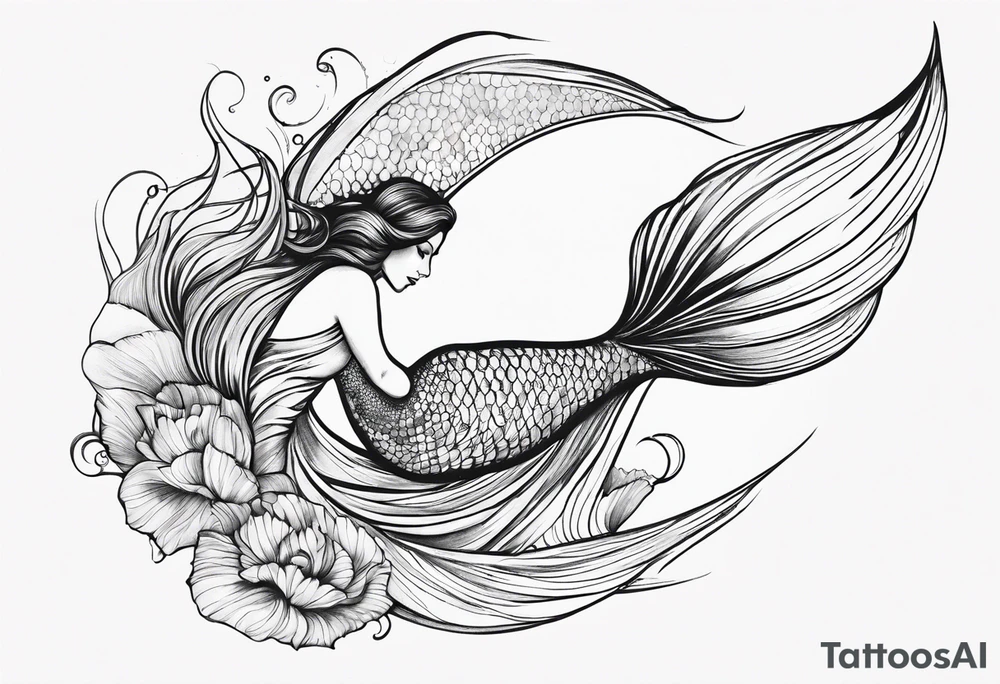 Draw me a nice magical mermaid fish tail tattoo idea