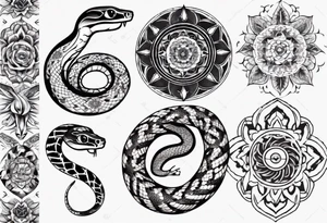 snake with mandala pattern tattoo idea