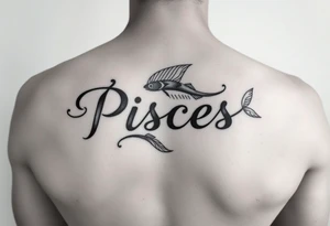 From the word “Pisces” around the word female characteristics of the zodiac girly tattoo idea