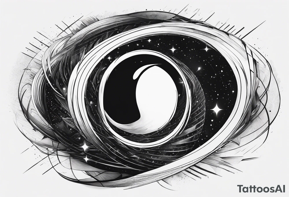 a geometric representation of a black hole tattoo idea
