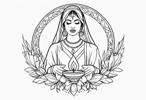 deva maria holds candle in her hands tattoo idea