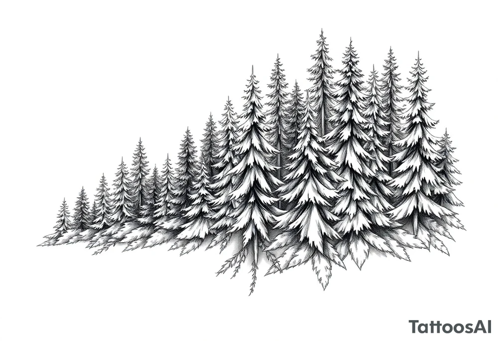 Coniferous forest tattoo sleeve black and grey tattoo idea Coniferous forest tattoo sleeve black and grey tattoo idea