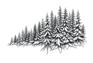 Coniferous forest tattoo sleeve black and grey tattoo idea