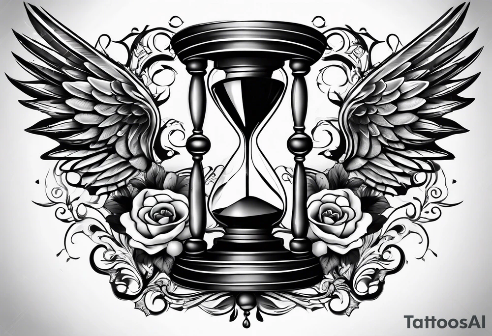 hourglass with wing carpe diem for men tattoo idea