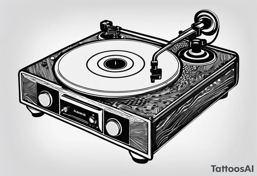 A recordplayer fineline minimalistic roftop tattoo idea