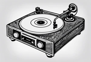 A recordplayer fineline minimalistic roftop tattoo idea