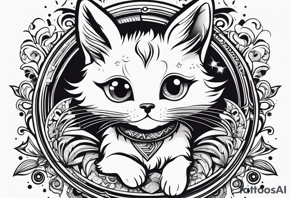кот сидит за ноутбуком tattoo idea
