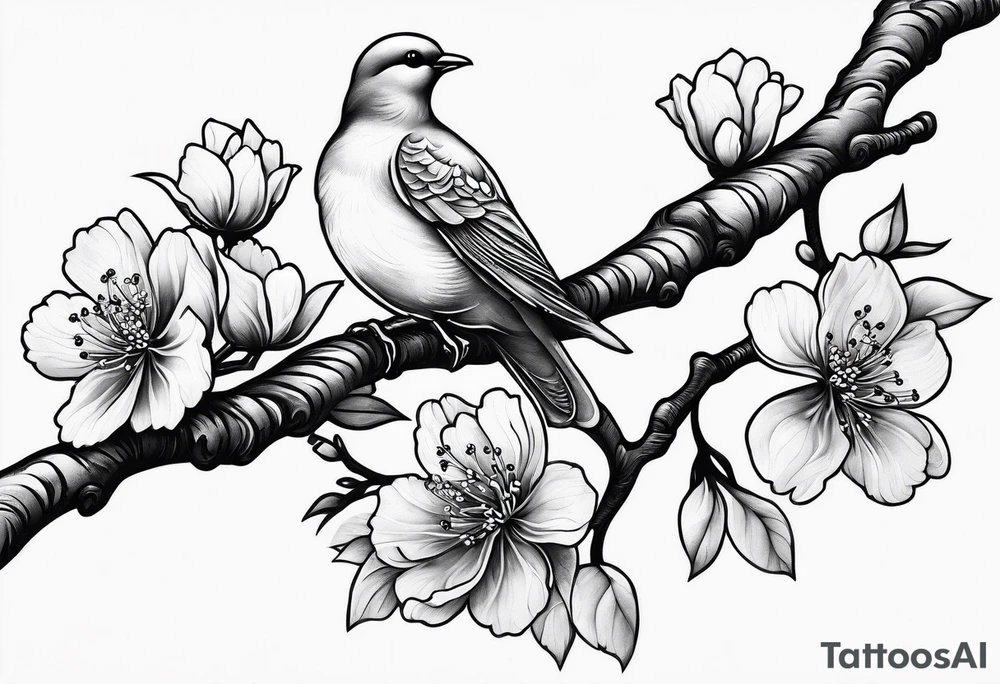 Cherry blossom with 3 doves tattoo idea