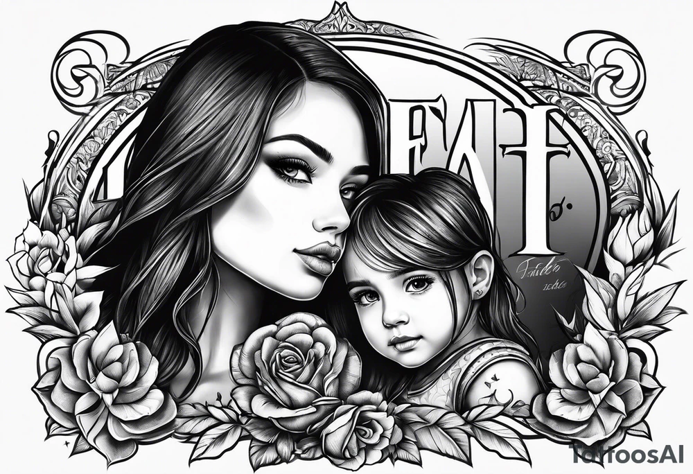 little girl with her dad and the word father tattoo idea
