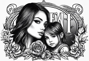 little girl with her dad and the word father tattoo idea