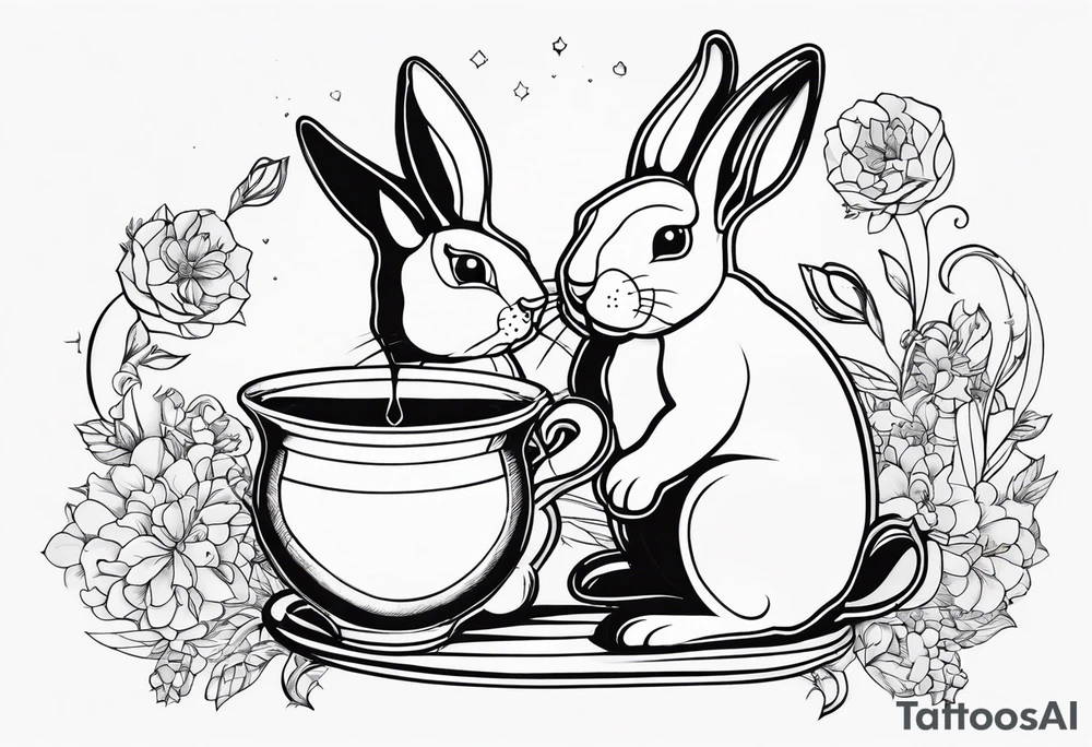 Side view outline of bunny with heart and honey pot minimalistic tattoo tattoo idea