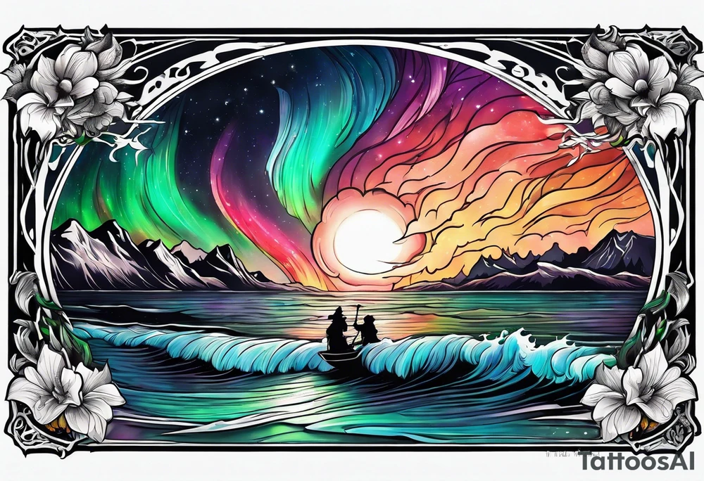 Northern lights with pennywise tattoo idea