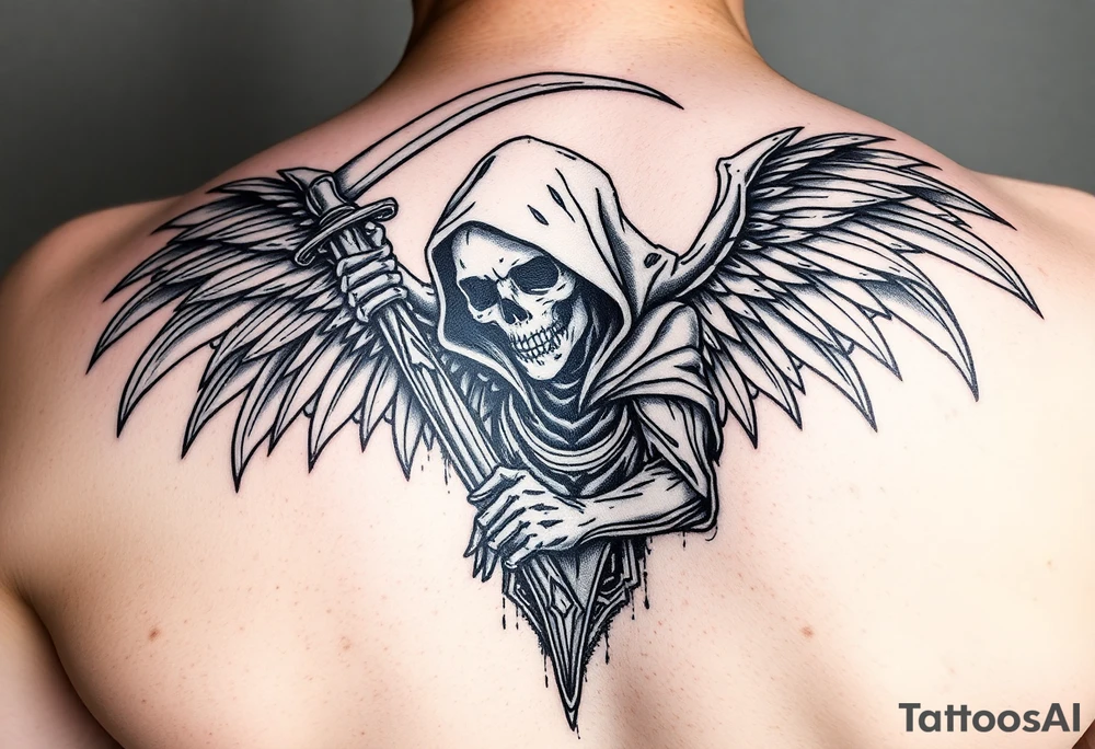 Grim reaper the fallen angel tattoo idea