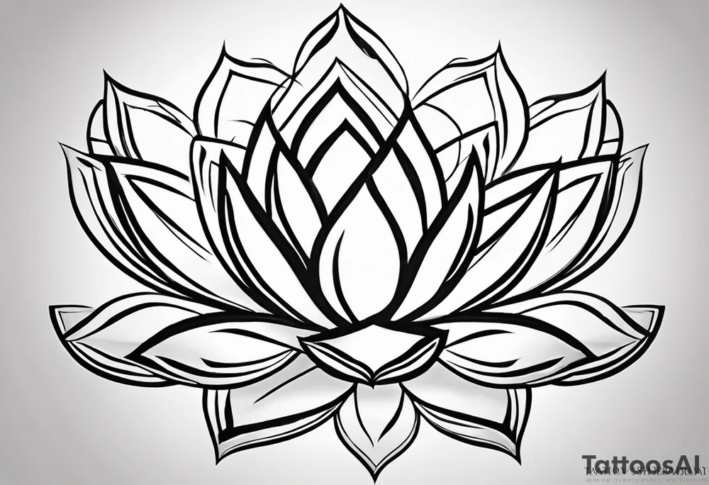 Make a strong and abstract looking lotus flower that will take up the upper left portion of my back. you will see within the lotus’s leaves should a rocky area to symbolize strength, a helix to symbolize resiliency and a Greek delta to symbolize transformation. The tattoo should overall represent resiliency and strength and present a strong, firm foundation that displays strength in the face of trauma. The lotus will be the focal point with the other elements naturally included. Make sure to also be able to identify the rock, the helix and the delta symbol tattoo idea